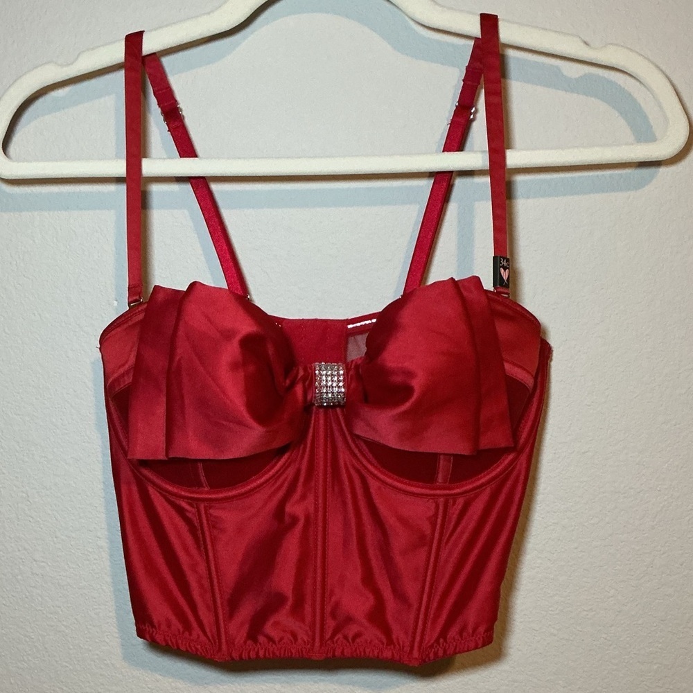 Victoria's Secret Red Satin Bustier with Bow